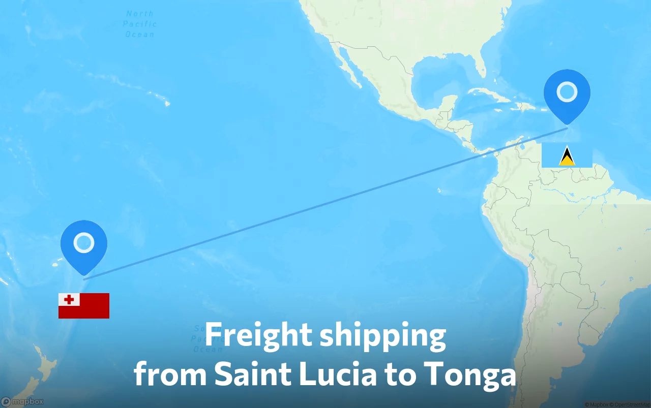 Shipping route from Saint Lucia to Tonga