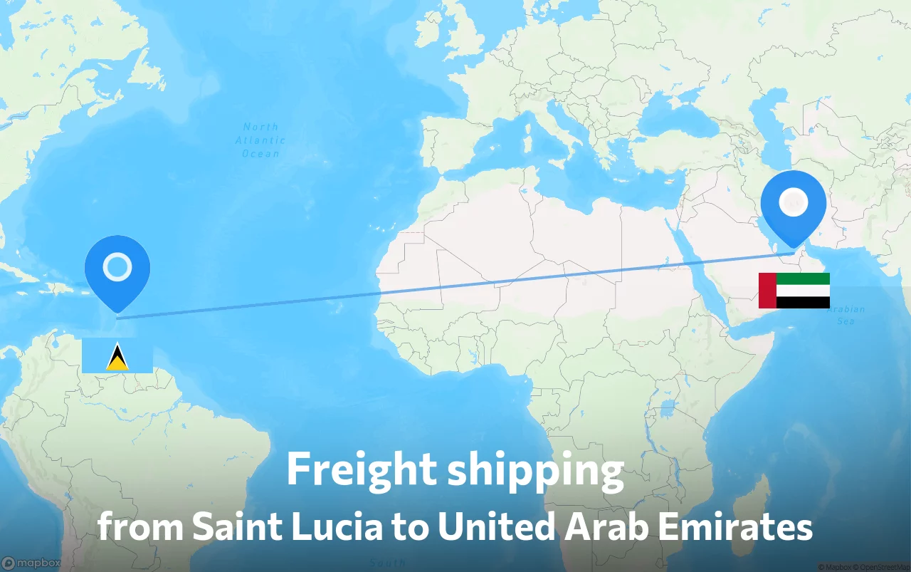 Shipping route from Saint Lucia to United Arab Emirates