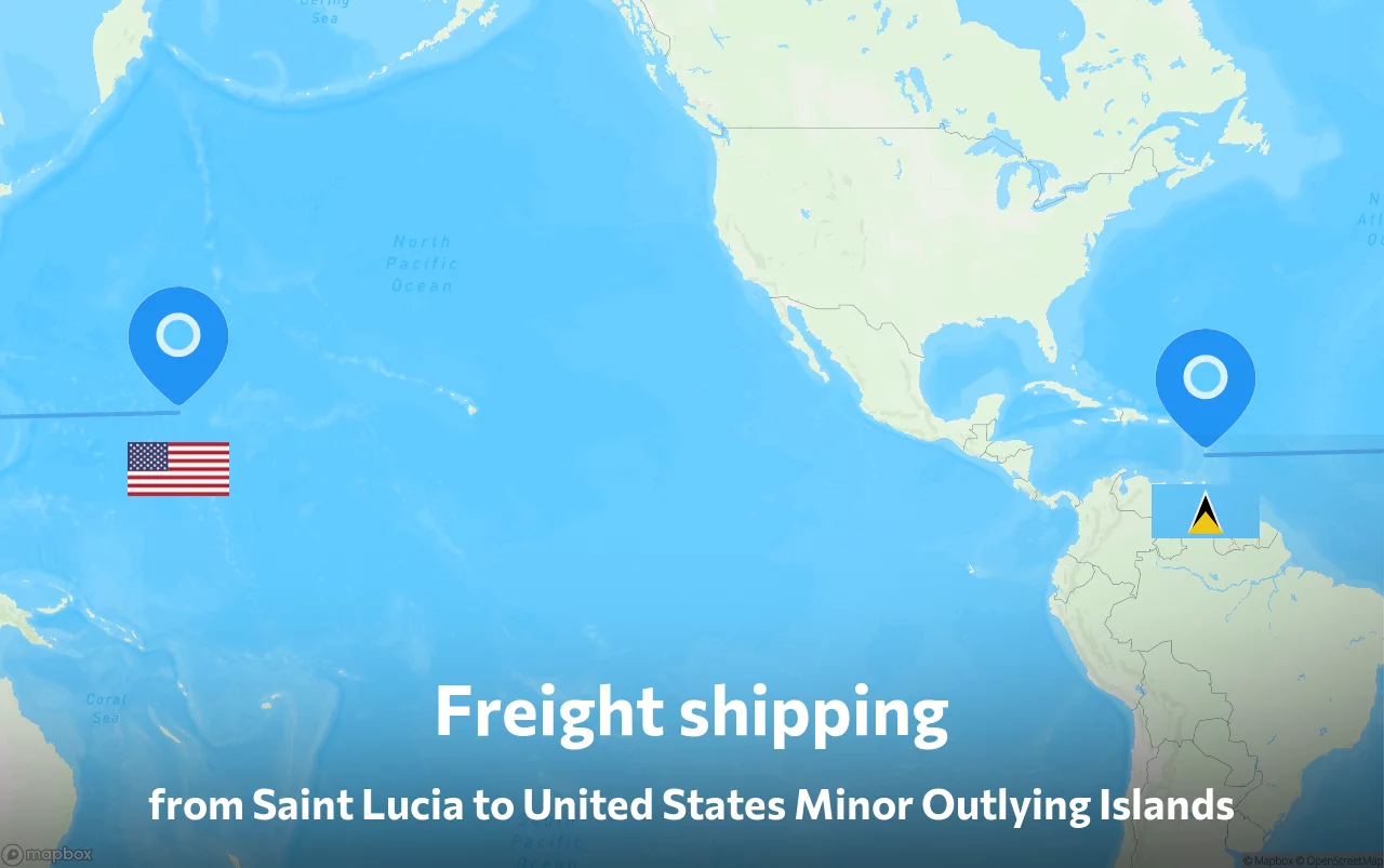 Shipping route from Saint Lucia to United States Minor Outlying Islands