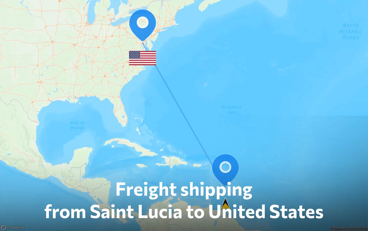 Shipping route from Saint Lucia to United States
