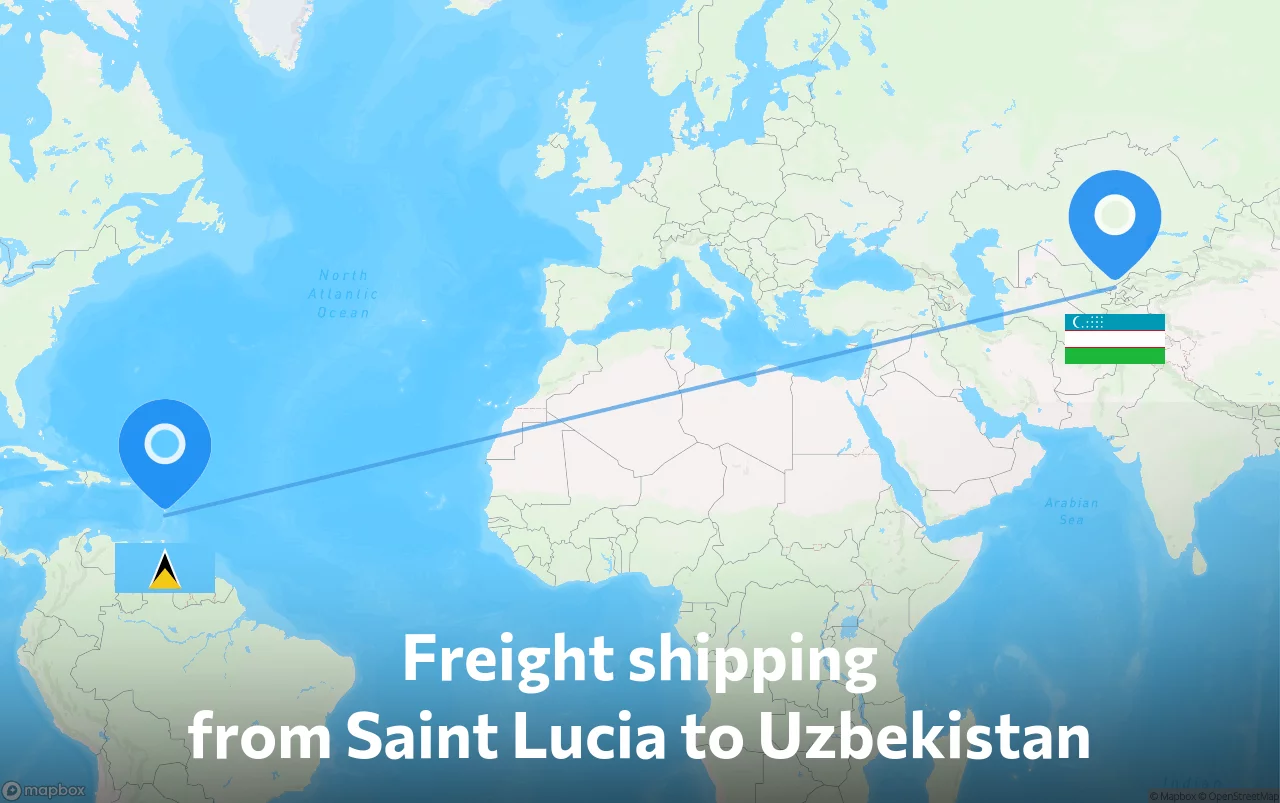 Shipping route from Saint Lucia to Uzbekistan