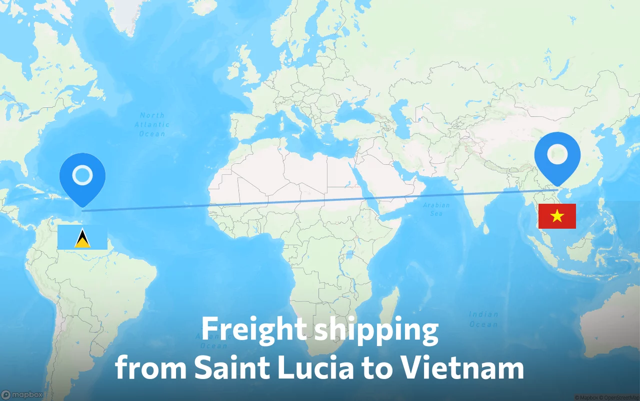 Shipping route from Saint Lucia to Vietnam