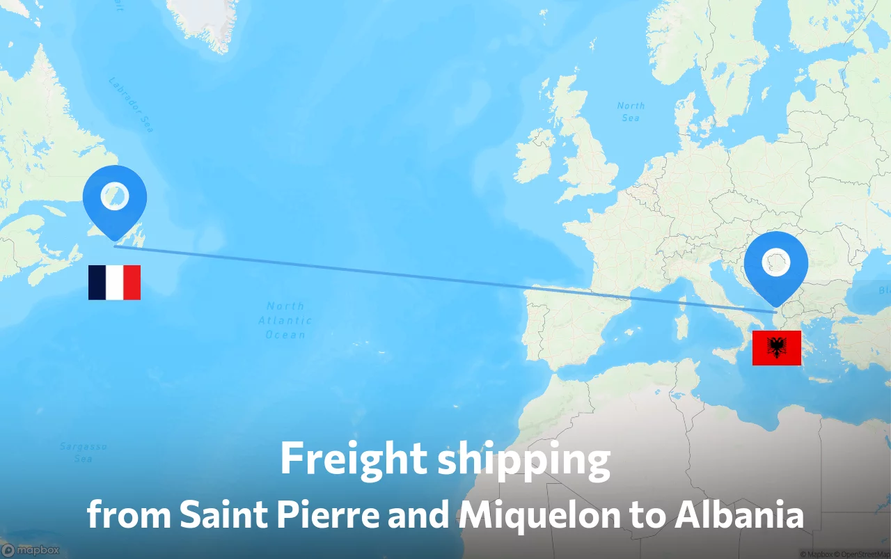 Shipping route from Saint Pierre and Miquelon to Albania