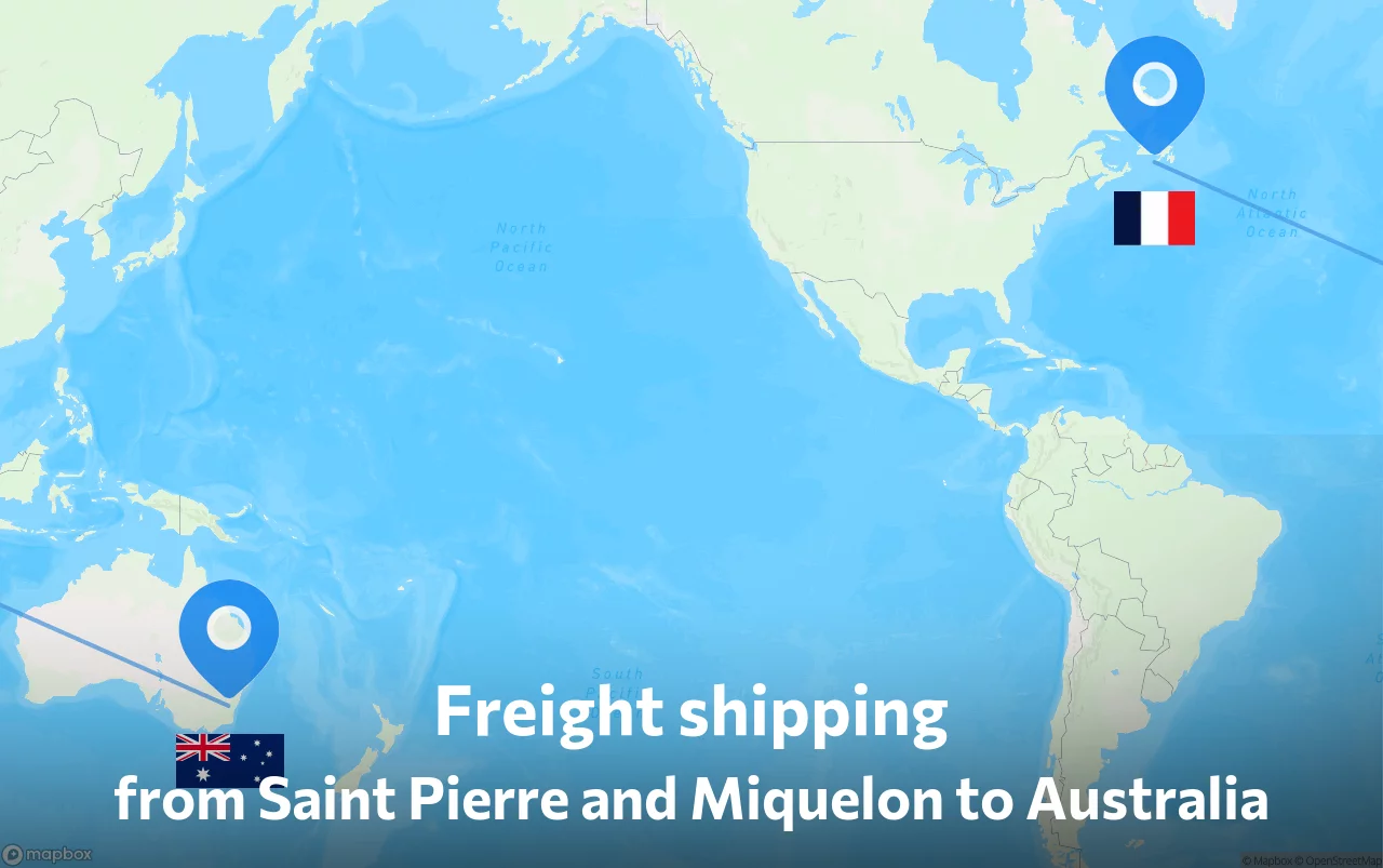Shipping route from Saint Pierre and Miquelon to Australia