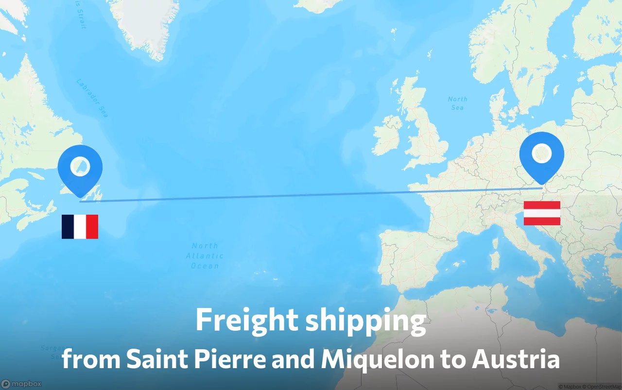 Shipping route from Saint Pierre and Miquelon to Austria