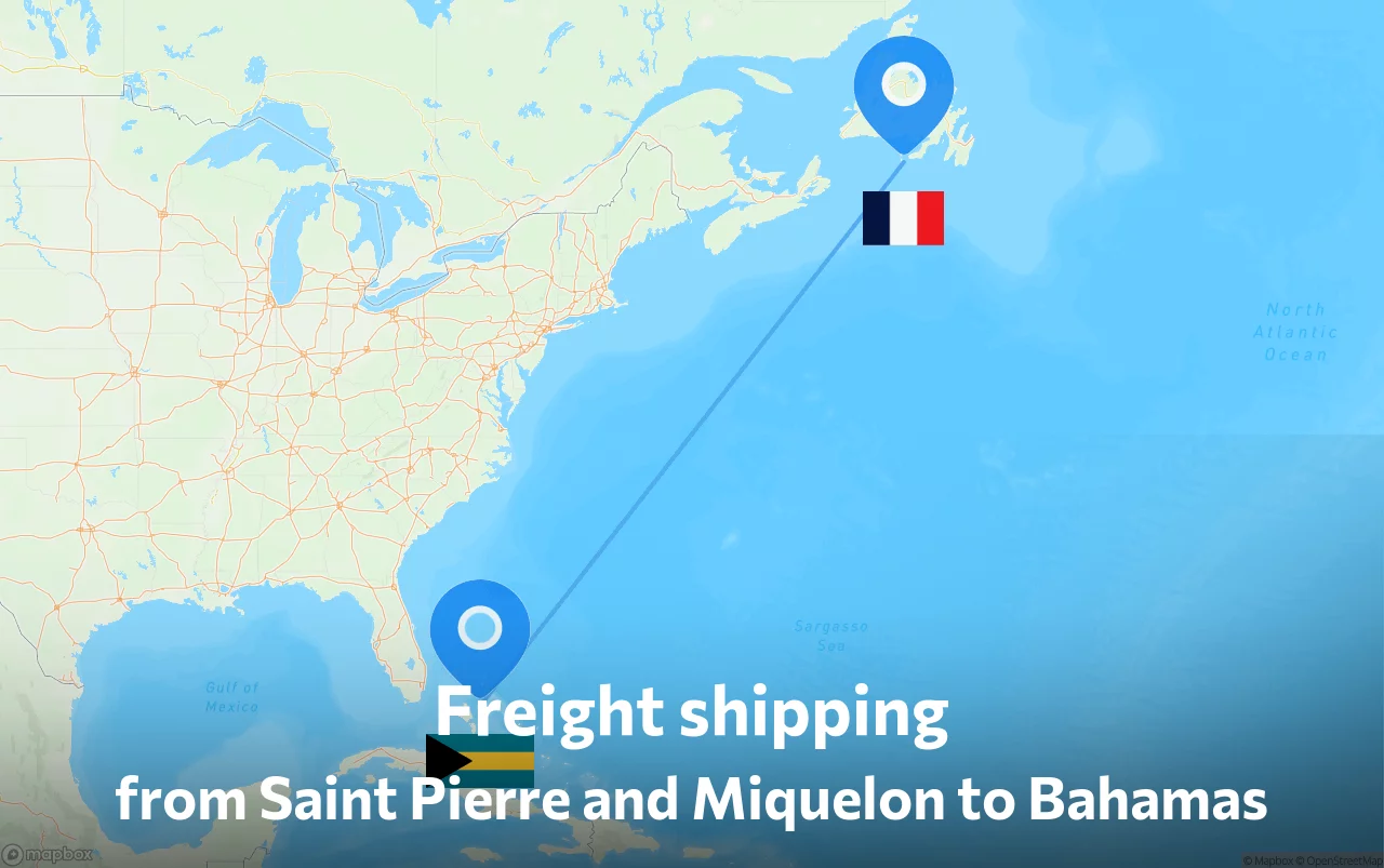 Shipping route from Saint Pierre and Miquelon to Bahamas