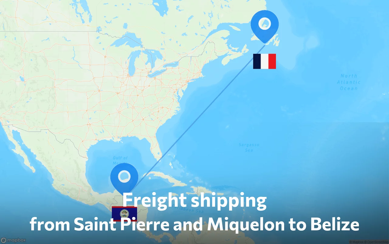 Shipping route from Saint Pierre and Miquelon to Belize