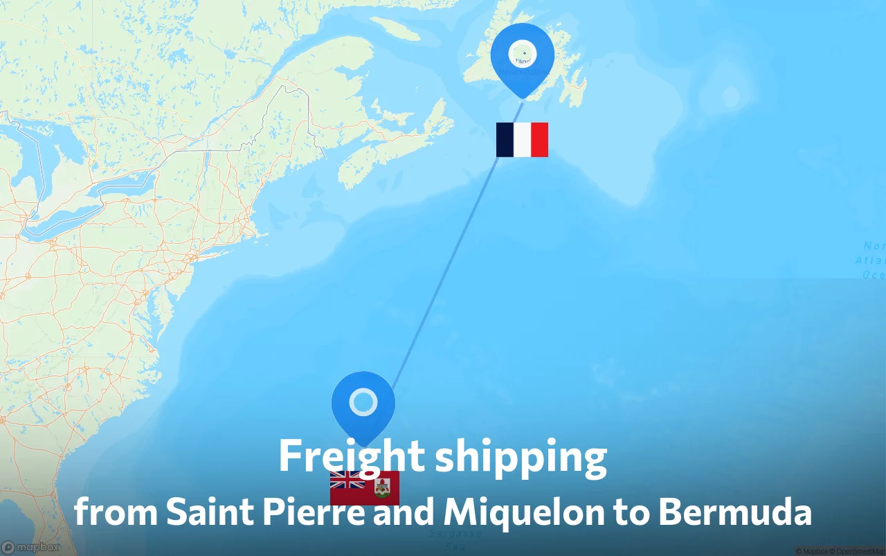 Shipping route from Saint Pierre and Miquelon to Bermuda