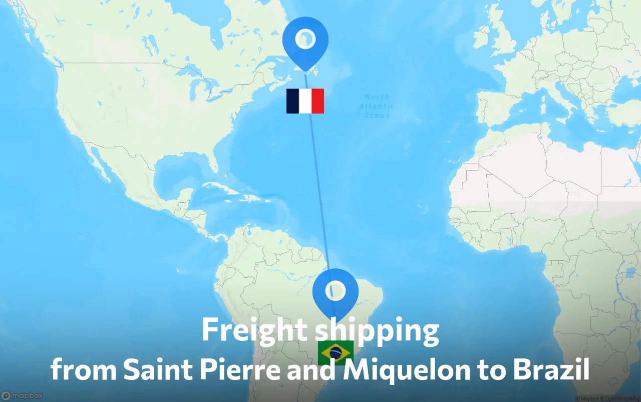 Shipping route from Saint Pierre and Miquelon to Brazil