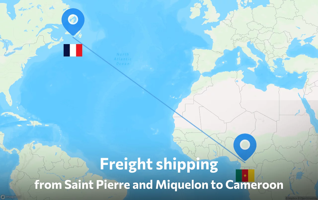 Shipping route from Saint Pierre and Miquelon to Cameroon