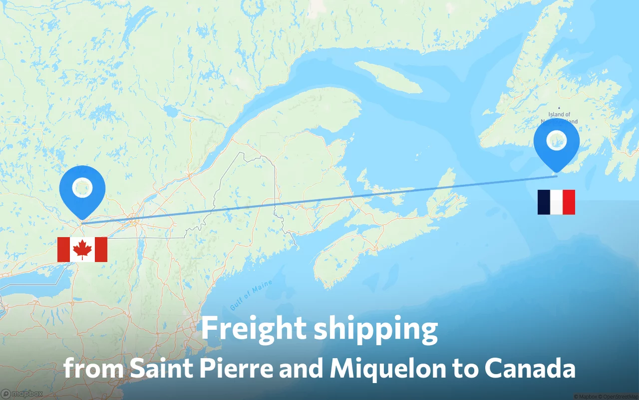 Shipping route from Saint Pierre and Miquelon to Canada