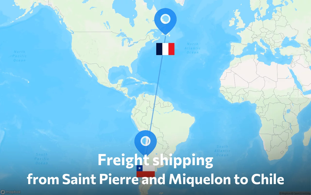 Shipping route from Saint Pierre and Miquelon to Chile