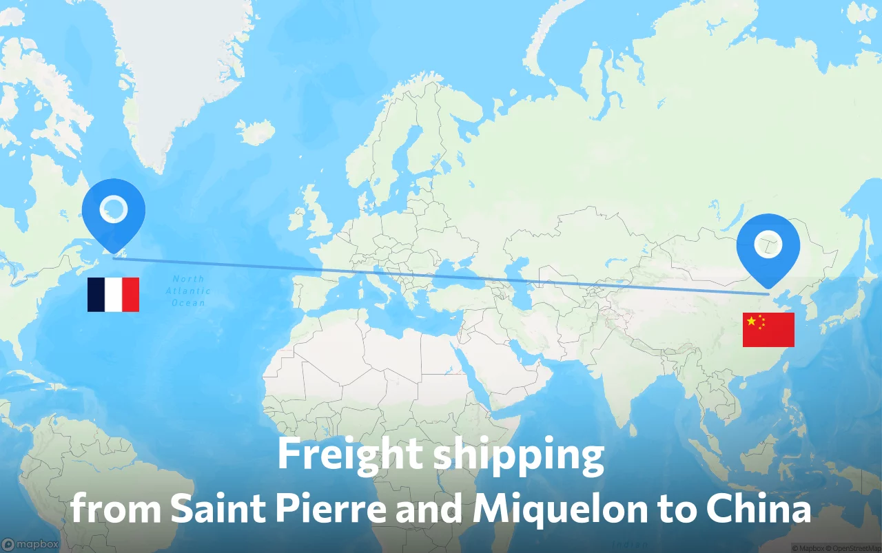 Shipping route from Saint Pierre and Miquelon to China