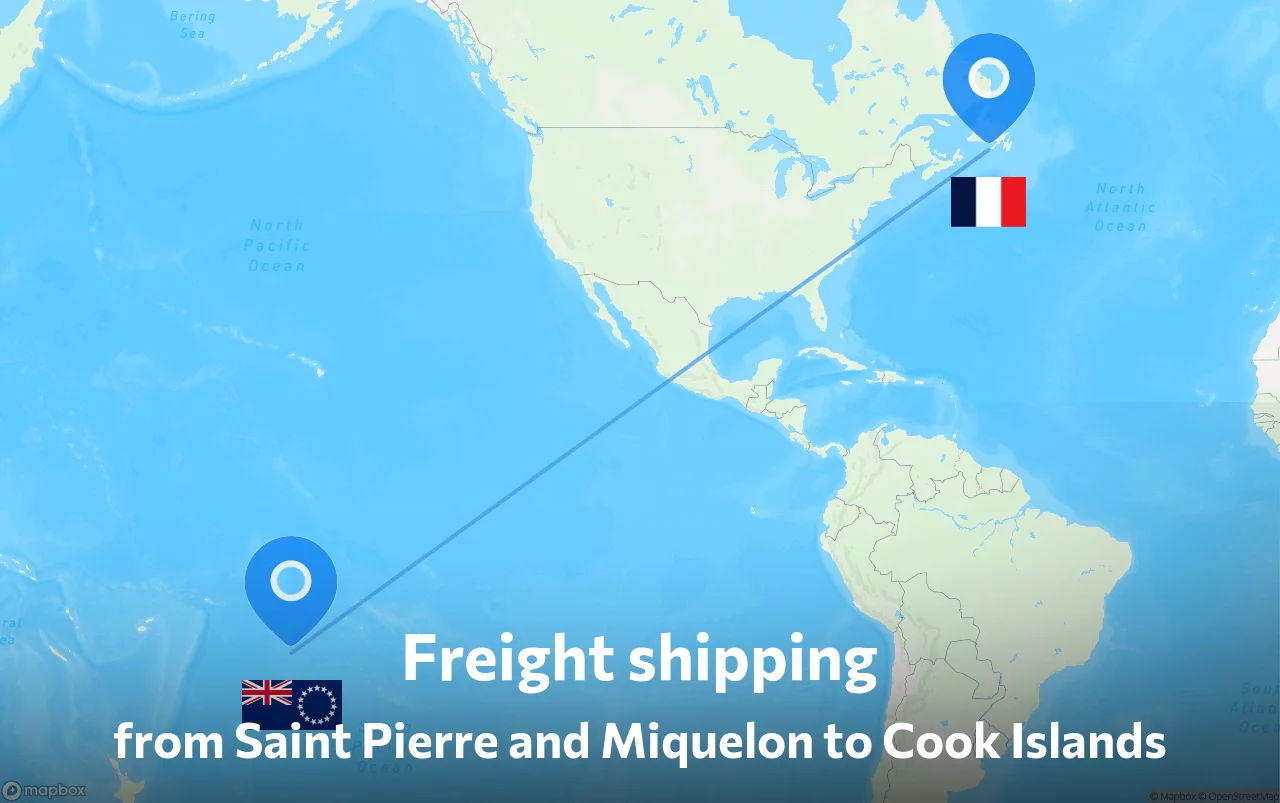 Shipping route from Saint Pierre and Miquelon to Cook Islands