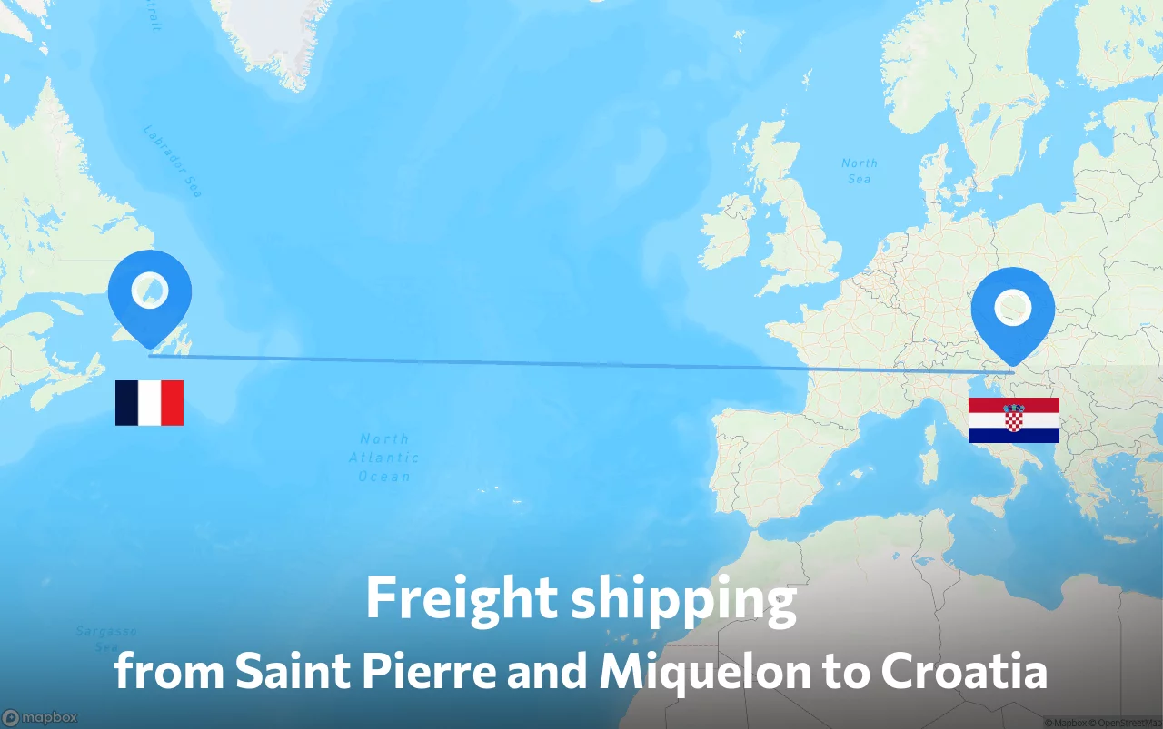 Shipping route from Saint Pierre and Miquelon to Croatia
