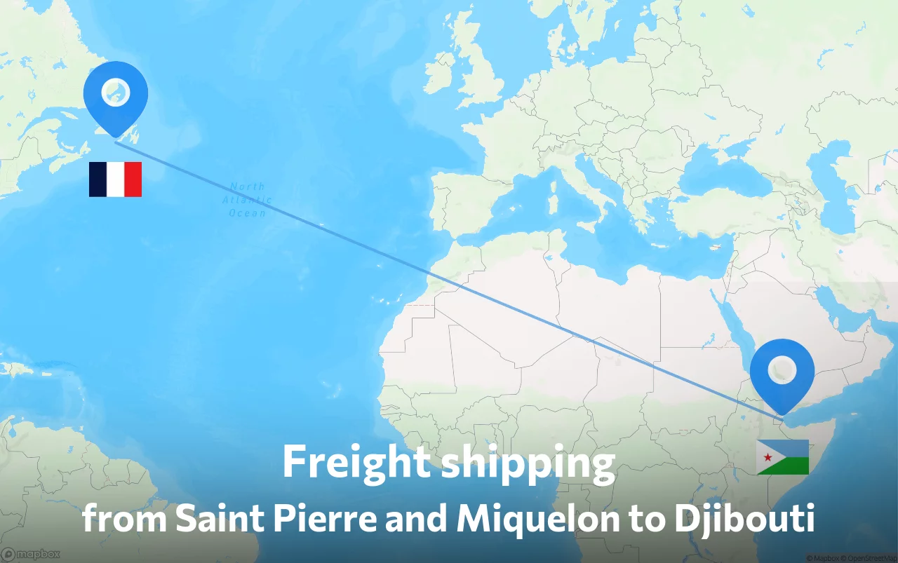 Shipping route from Saint Pierre and Miquelon to Djibouti