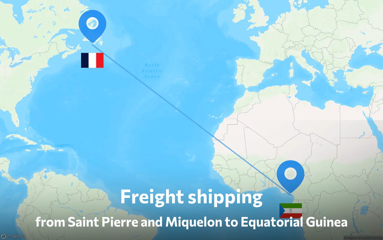 Shipping route from Saint Pierre and Miquelon to Equatorial Guinea