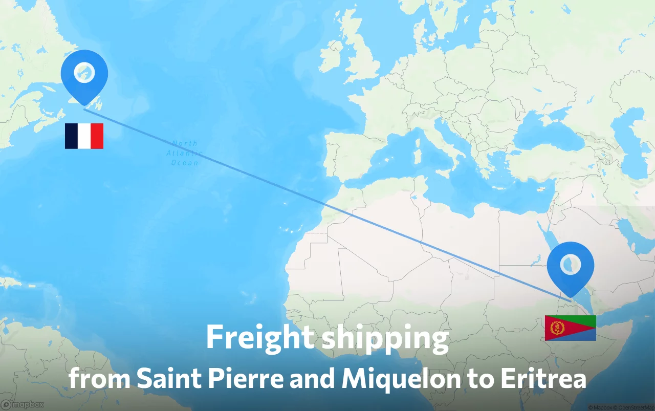 Shipping route from Saint Pierre and Miquelon to Eritrea