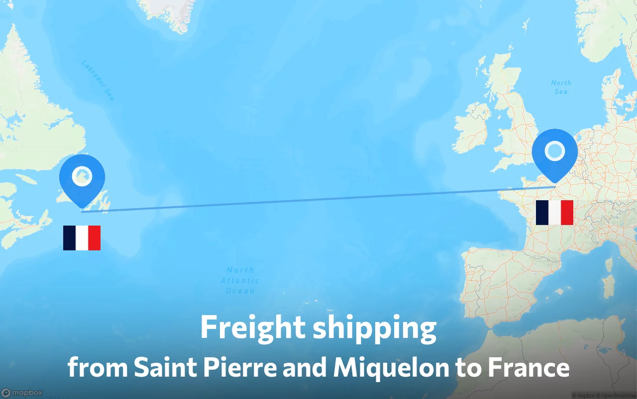 Shipping route from Saint Pierre and Miquelon to France