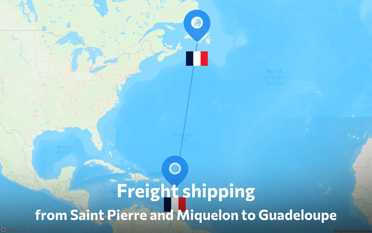 Shipping route from Saint Pierre and Miquelon to Guadeloupe