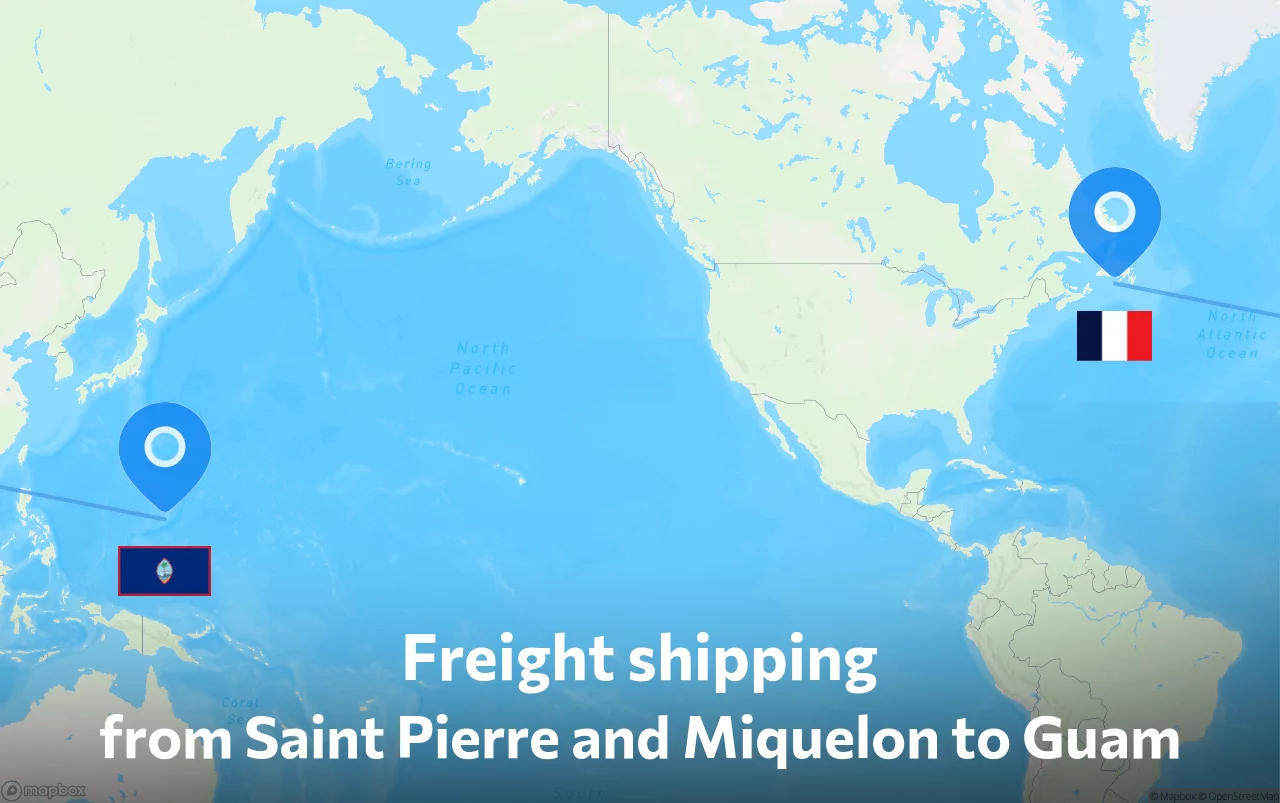 Shipping route from Saint Pierre and Miquelon to Guam