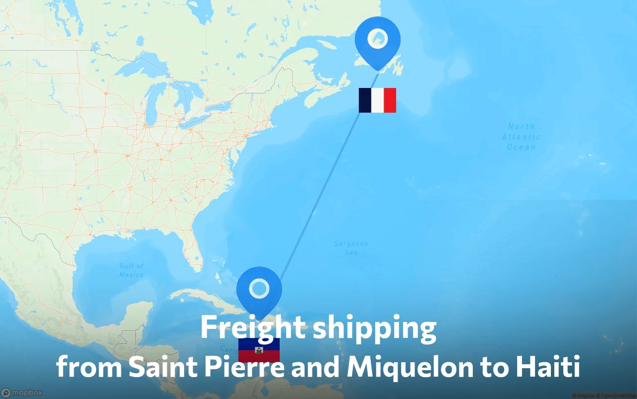 Shipping route from Saint Pierre and Miquelon to Haiti