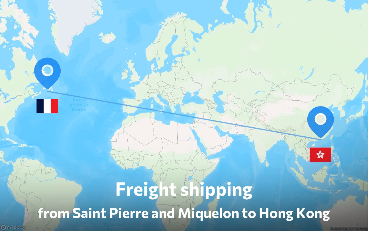 Shipping route from Saint Pierre and Miquelon to Hong Kong