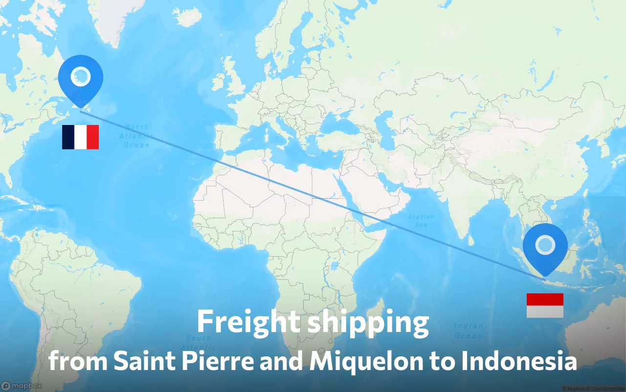 Shipping route from Saint Pierre and Miquelon to Indonesia