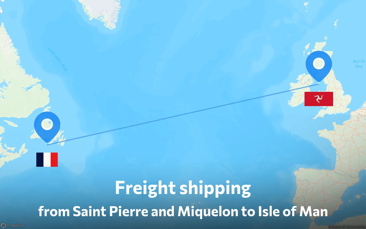 Shipping route from Saint Pierre and Miquelon to Isle of Man