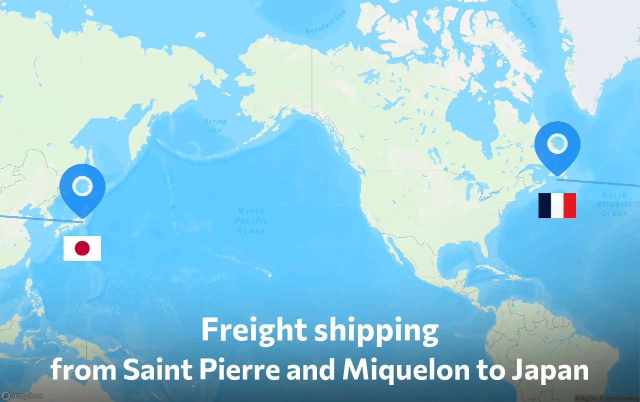 Shipping route from Saint Pierre and Miquelon to Japan