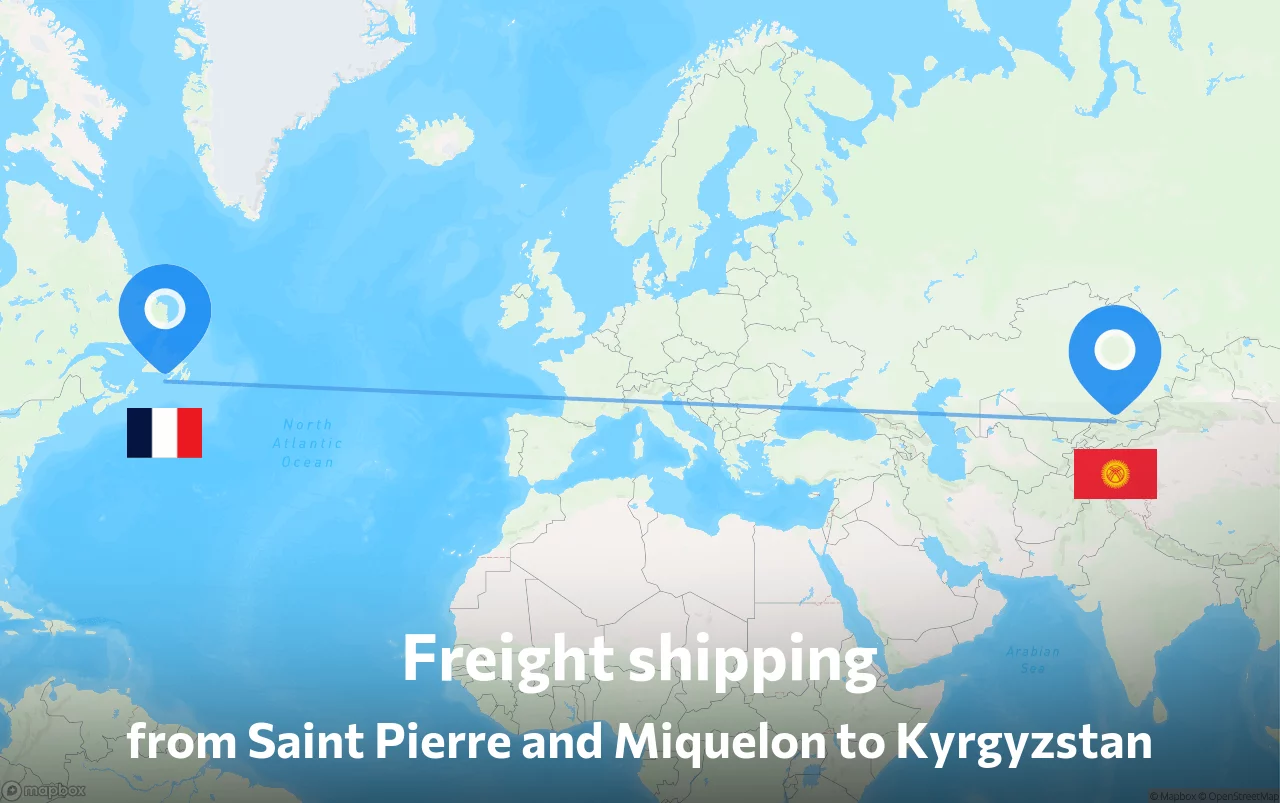 Shipping route from Saint Pierre and Miquelon to Kyrgyzstan
