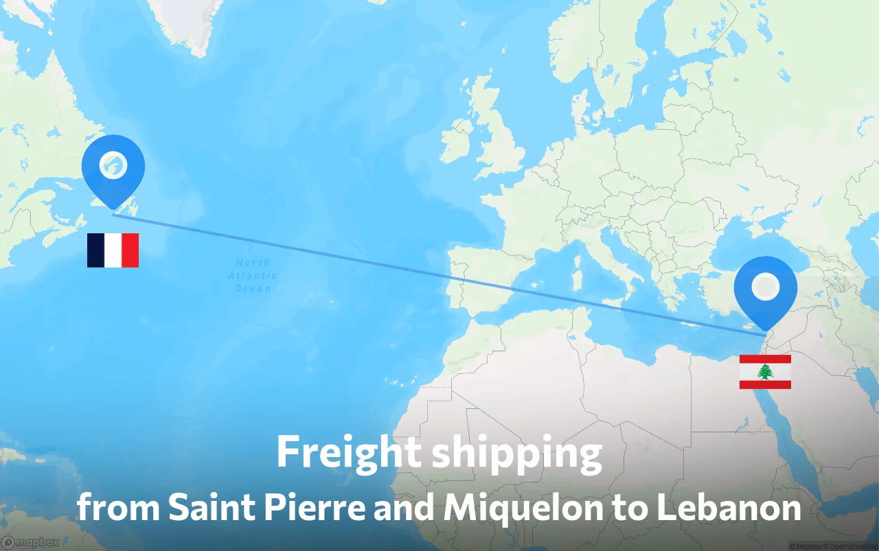 Shipping route from Saint Pierre and Miquelon to Lebanon