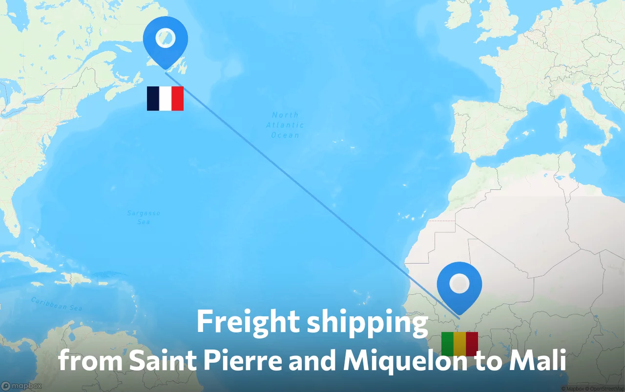 Shipping route from Saint Pierre and Miquelon to Mali