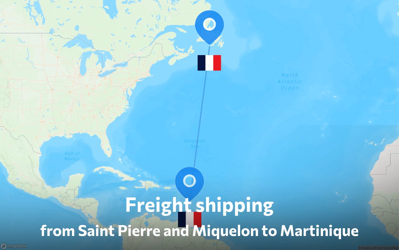 Shipping route from Saint Pierre and Miquelon to Martinique
