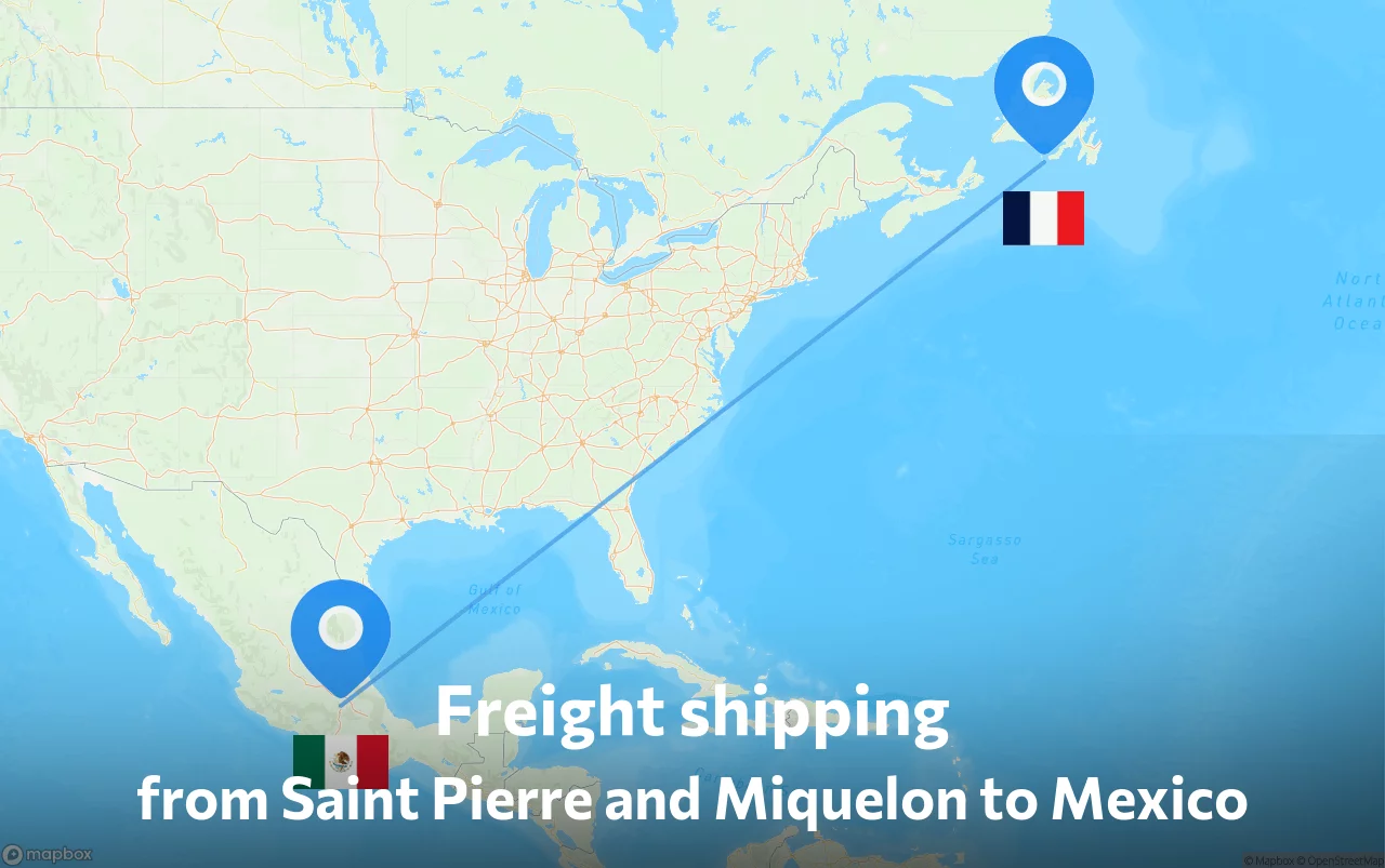 Shipping route from Saint Pierre and Miquelon to Mexico