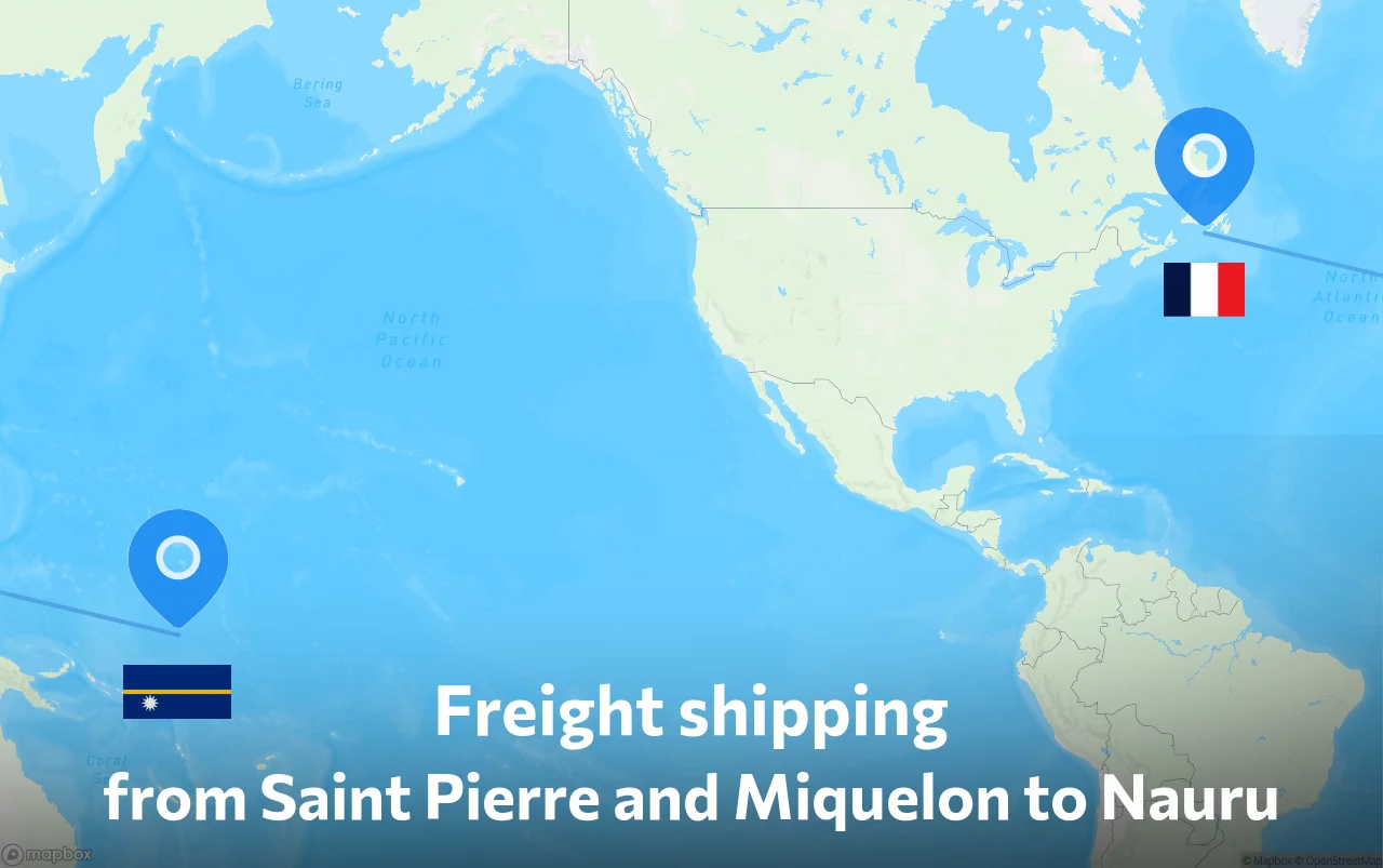 Shipping route from Saint Pierre and Miquelon to Nauru