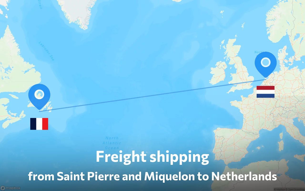 Shipping route from Saint Pierre and Miquelon to Netherlands