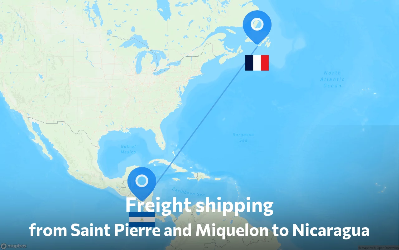 Shipping route from Saint Pierre and Miquelon to Nicaragua