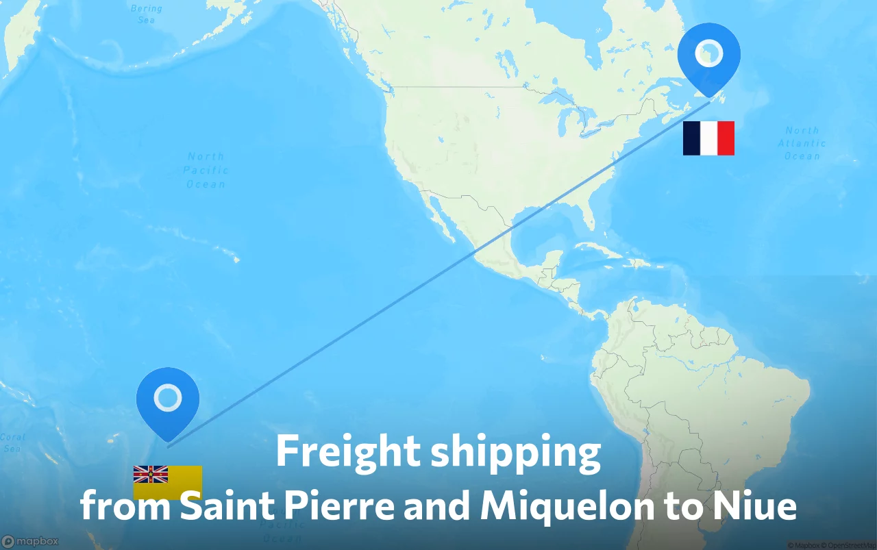 Shipping route from Saint Pierre and Miquelon to Niue