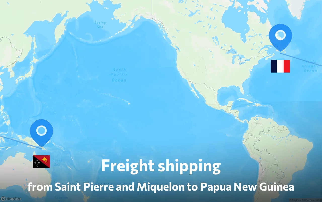 Shipping route from Saint Pierre and Miquelon to Papua New Guinea
