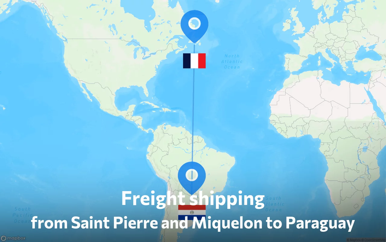 Shipping route from Saint Pierre and Miquelon to Paraguay