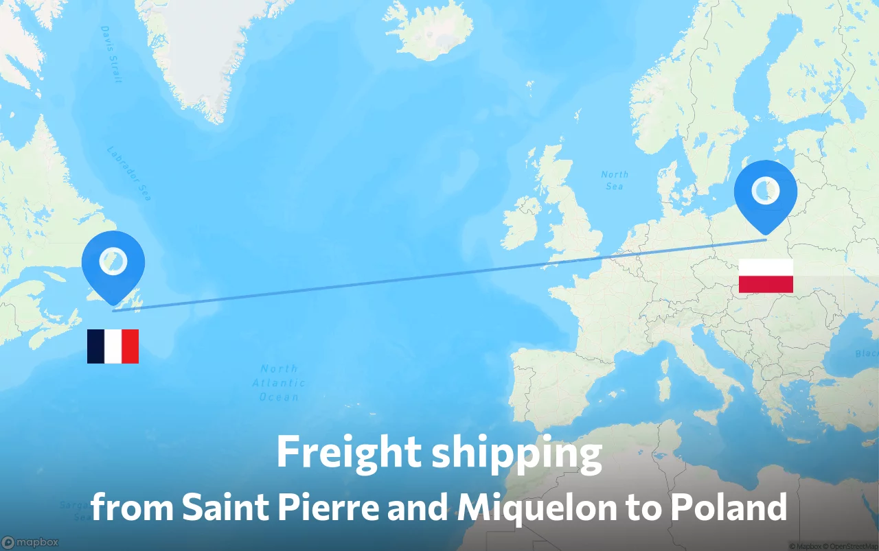 Shipping route from Saint Pierre and Miquelon to Poland