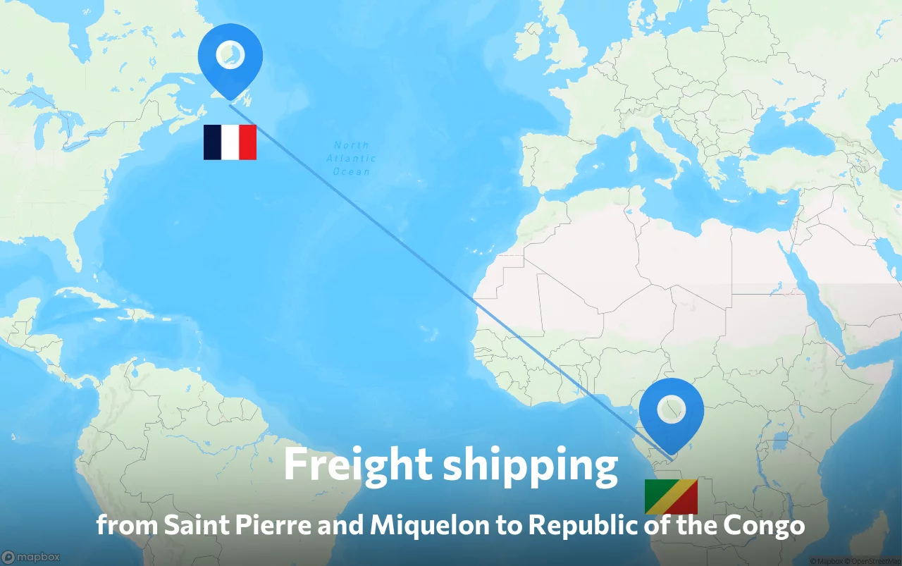Shipping route from Saint Pierre and Miquelon to Republic of the Congo