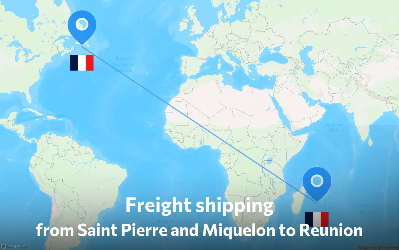 Shipping route from Saint Pierre and Miquelon to Reunion