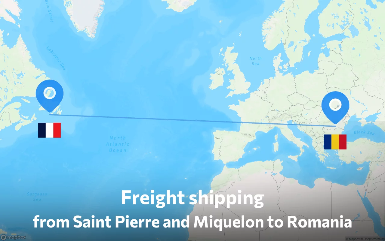 Shipping route from Saint Pierre and Miquelon to Romania