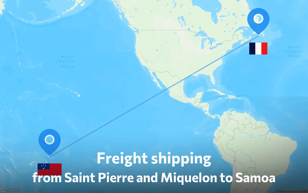 Shipping route from Saint Pierre and Miquelon to Samoa