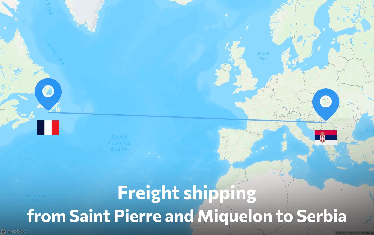Shipping route from Saint Pierre and Miquelon to Serbia