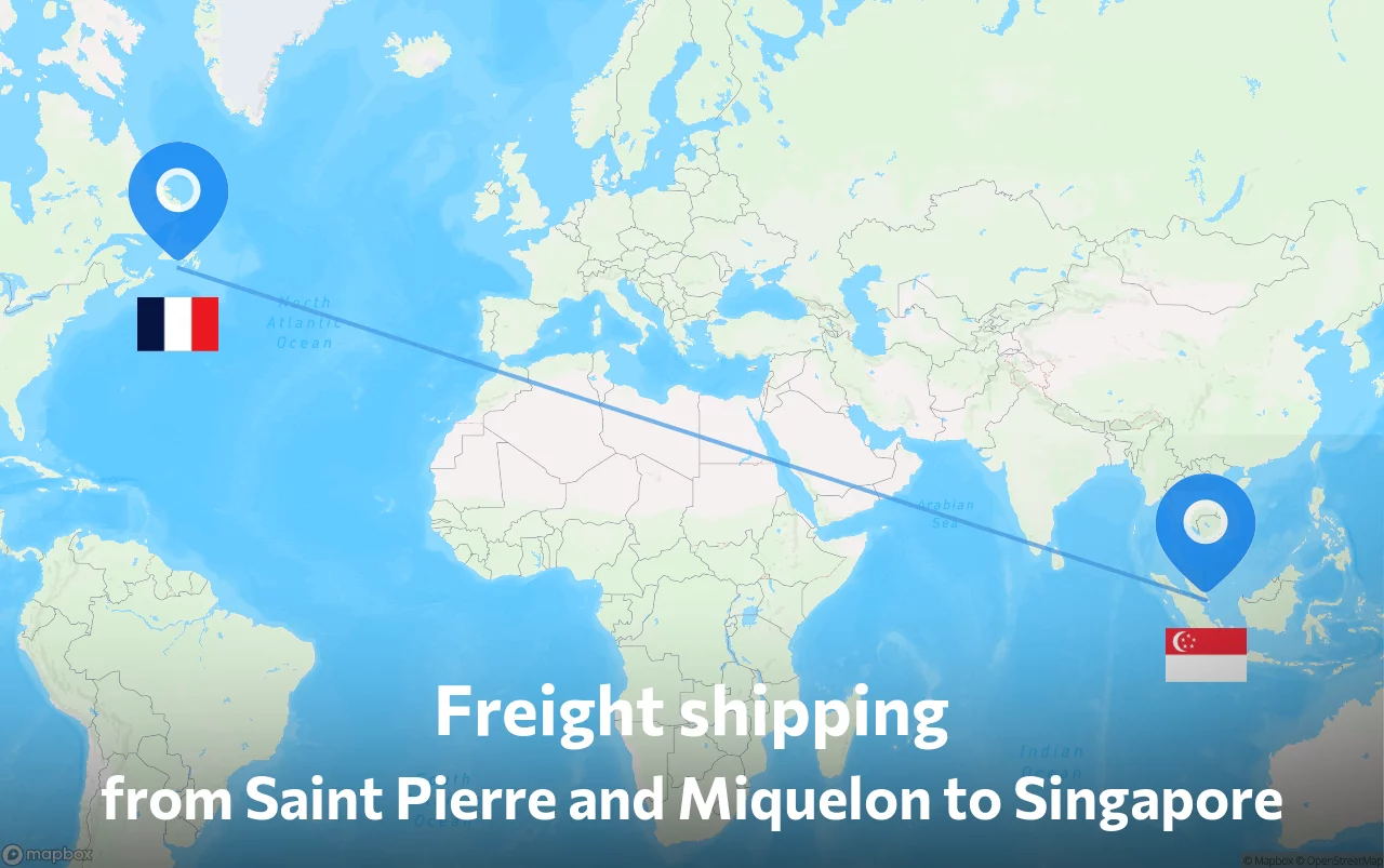 Shipping route from Saint Pierre and Miquelon to Singapore