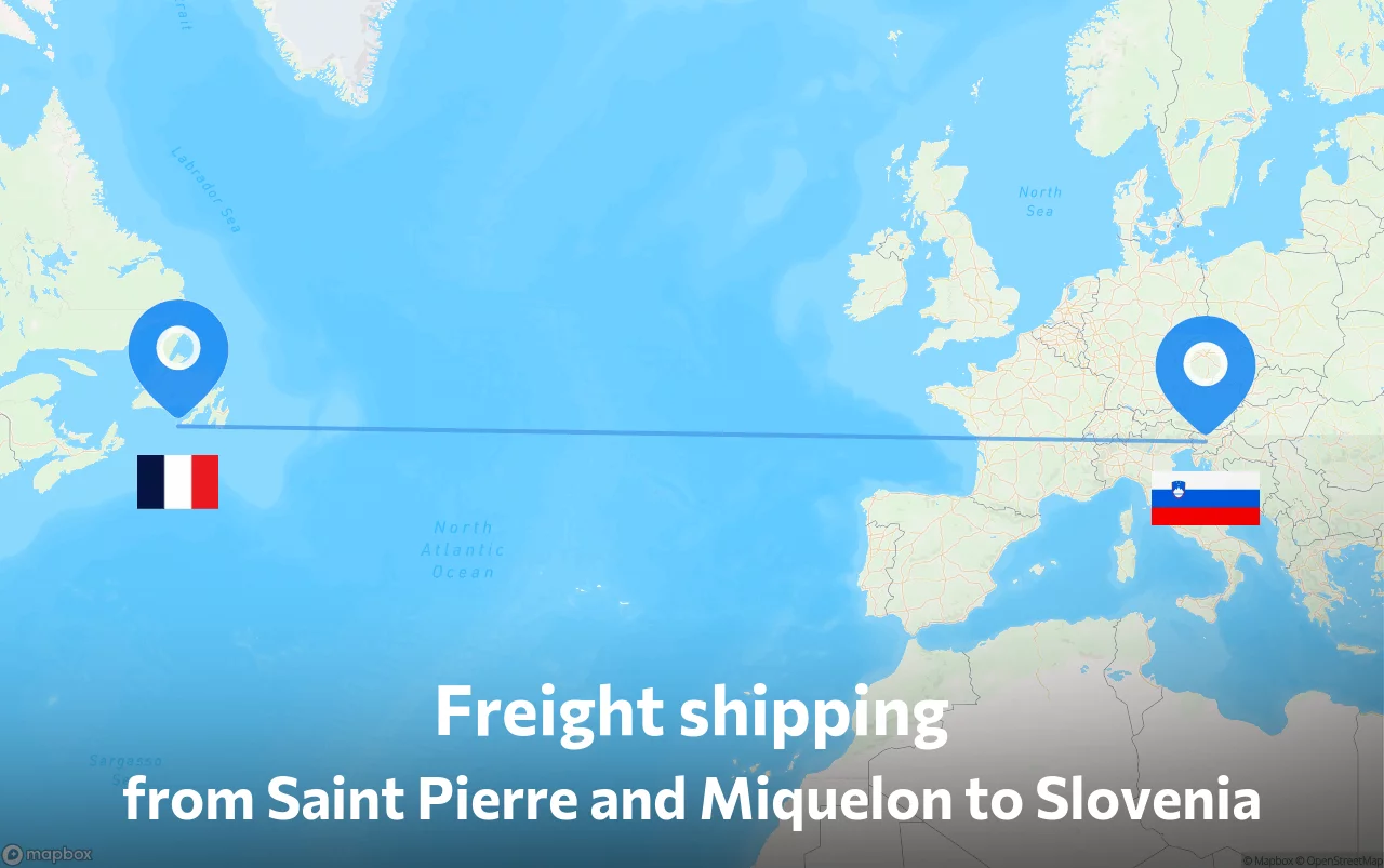 Shipping route from Saint Pierre and Miquelon to Slovenia