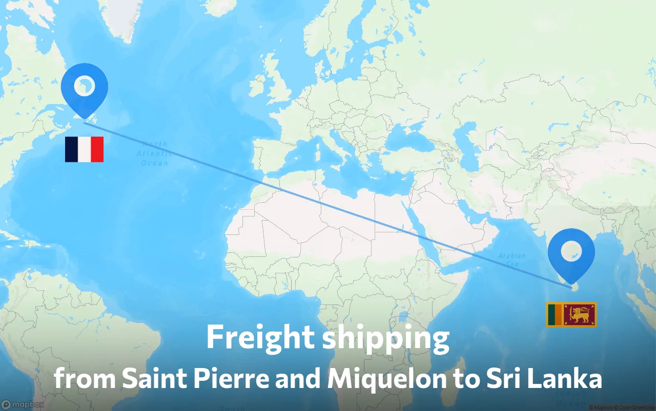 Shipping route from Saint Pierre and Miquelon to Sri Lanka